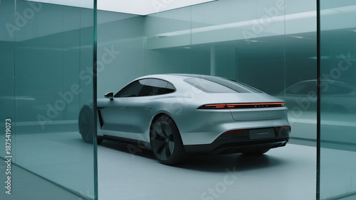 a futuristic luxury electric sedan inspired by modern German minimalism