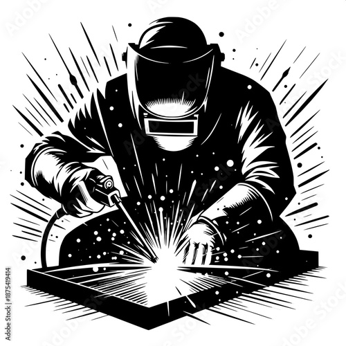 Industrial Welder at Work