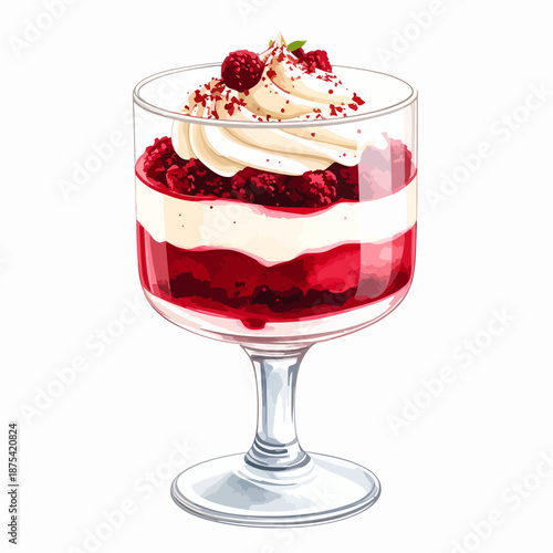 Layered Dessert with Raspberries and Cream.
