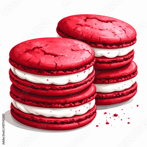 Red Macarons with White Cream Filling.