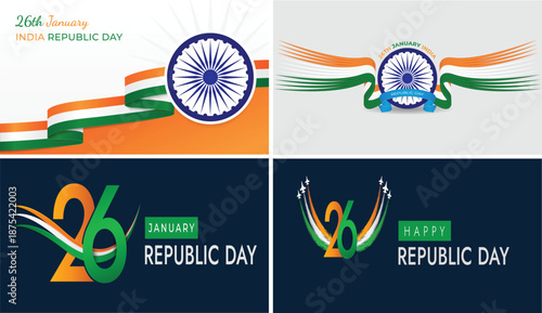 26th january india republic day greeting background