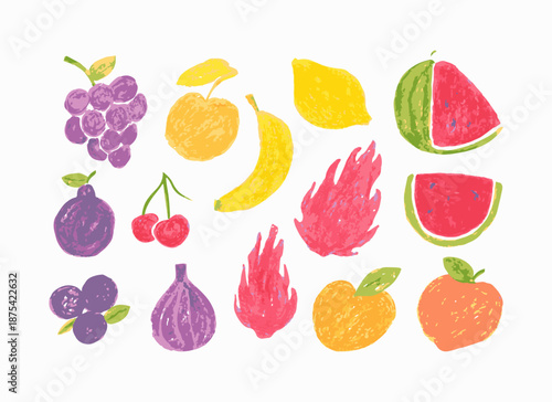 Crayon Fruit Clipart for Kids & Decor