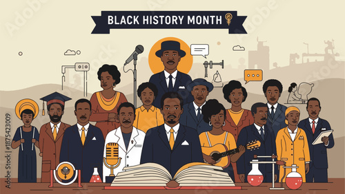 A diverse group of people celebrating Black History Month