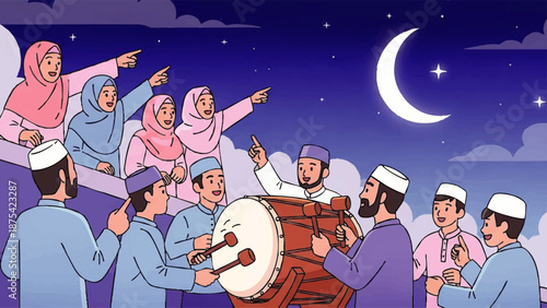 Ramadhan Kareem Iftar Food Preparation Vector Illustration