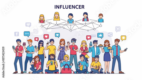 A diverse group of people interacting with their phones