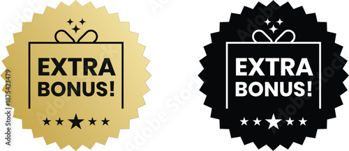 Extra bonus icon set with stamp, Label and vector design, perfect for bonus offers, discounts, and promotions Isolated on transparent background. 