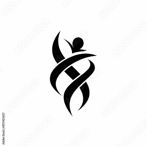 Fotografi Abstract human figure in dynamic tribal art style.