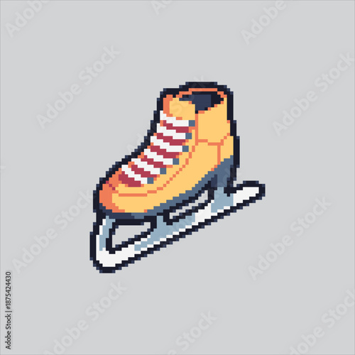 Pixel art illustration Ice Skate. Pixelated Ice Shoes. Ice Skate Shoes Icon pixelated for the pixel art game and icon for website and video game. old school retro.