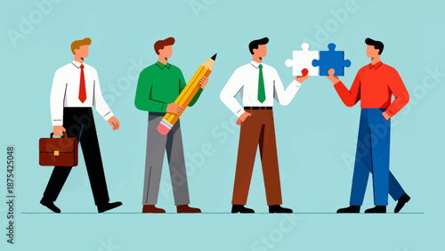 Four business men with tools