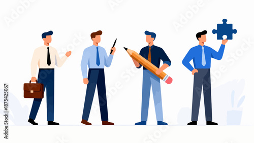 Four business men with tools