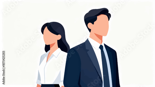 Business attire man and woman