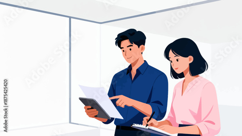 Two people working together in an office