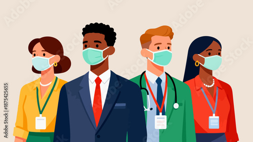 diverse medical professionals wearing masks