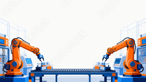 Industrial robots assembling parts