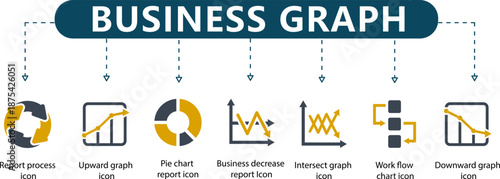 Business Graph Infographic 7 Data Visualization and Analytics Icons for Financial Reports, Performance Dashboards and Process Mapping
