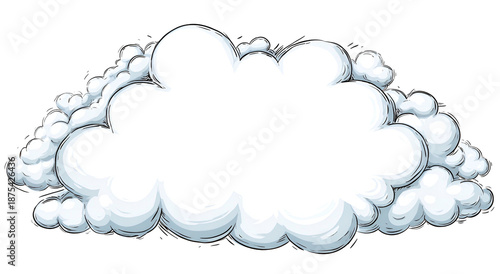 A fluffy, cartoon-style cloud shape with a white center and gray outlines