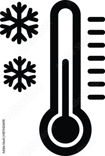 Simple White Outline Icon of a Vertical Thermometer Showing Moderate Temperature Reading, Representing Weather Measurement, Fever Check, Climate Control, or Scientific Data Monitoring