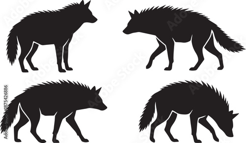 silhouette set of fox wolf and dog animals vector icons collection