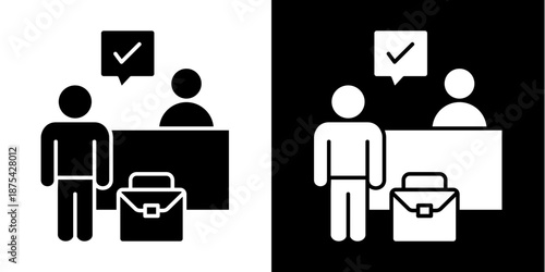 Check-In Meeting Icon Set White Glyph Style Collection