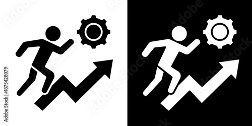 Professional Growth Icon Set White Glyph Style Collection