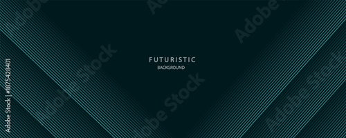 3D green techno abstract background overlap layer on dark space with glowing lines shape decoration. Modern graphic design element future style concept for web banner, flyer, card,