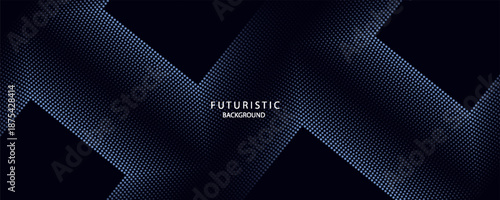 3D blue techno abstract background overlap layer on dark space with glowing dots shape decoration.