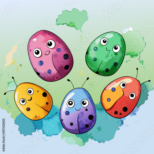 ladybug on a green background