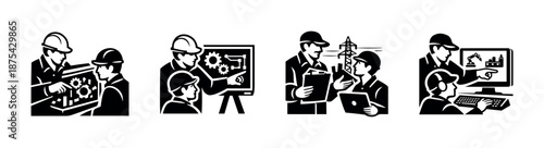 Engineering and construction vector icons set – industrial, technology, design