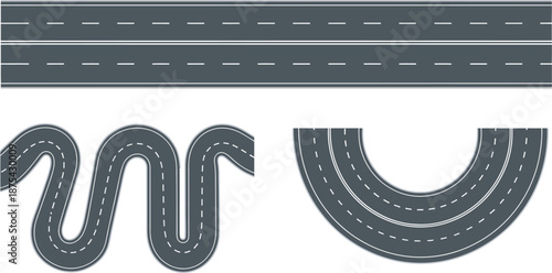 Road track pieces for toy cars or model racing circuits