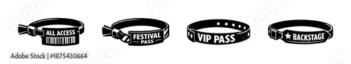 Wristband vector icons set for events, festivals and concerts
