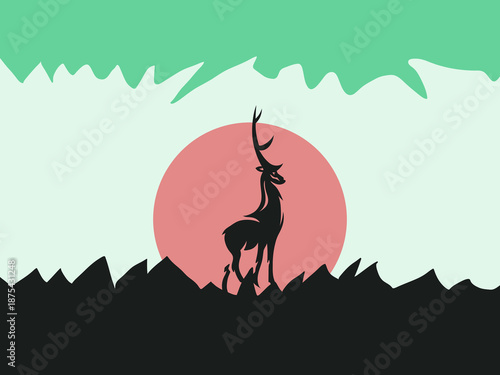 Majestic silhouette of a stag against a vibrant sunset, symbolizing nature's grandeur and the wild