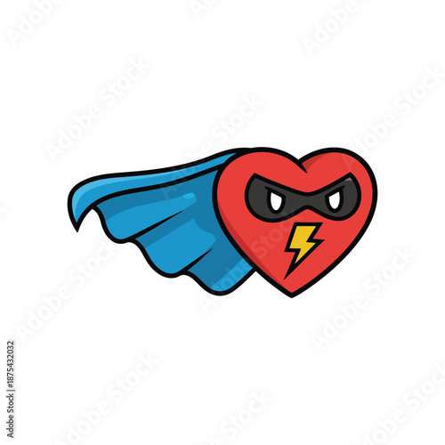 Superhero Heart Vector, Masked Hero Love Symbol EPS