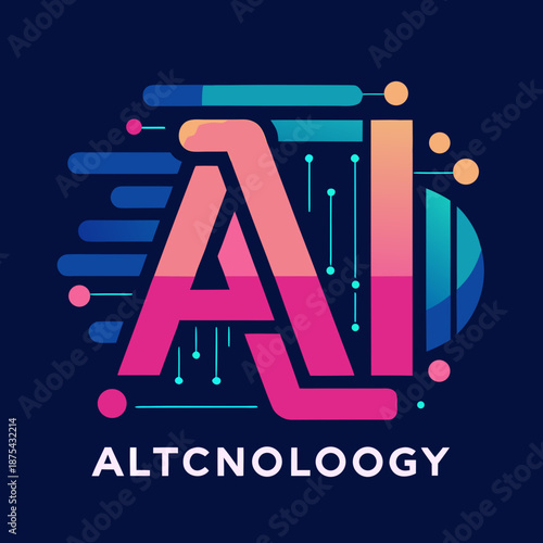 Vibrant AI logo with futuristic design elements and colorful gradient