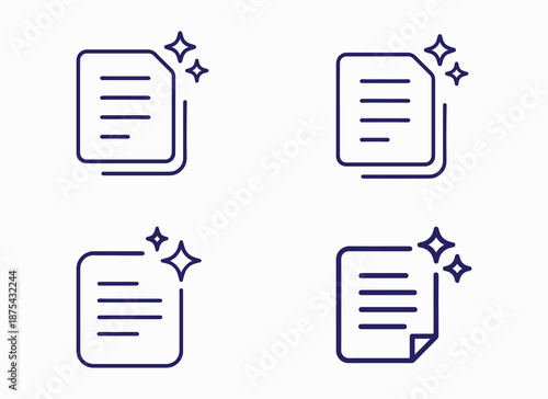 Minimal Document File Icon Set Line Style Vector Illustration