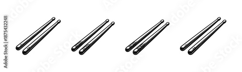 Drumsticks vector icons set: music, percussion tools in a detailed illustration