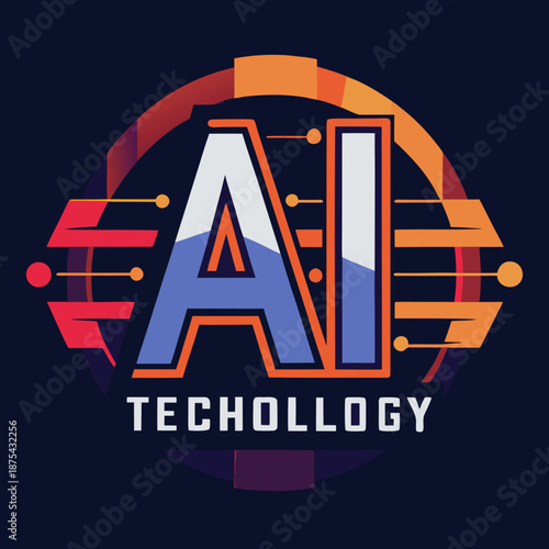 Modern AI technology logo with futuristic design elements