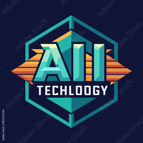 Modern tech logo with AI and technology concept