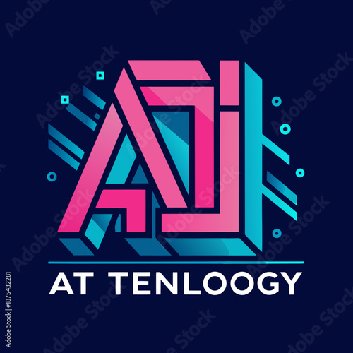Stunning AI logo with pink and blue geometric design elements