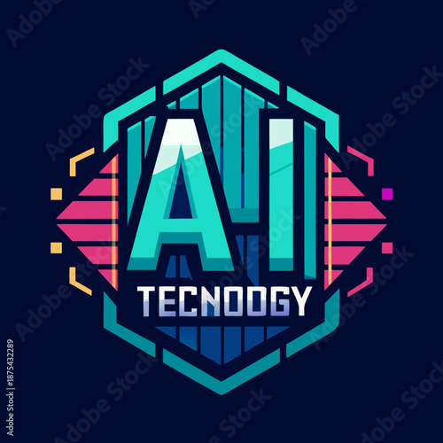 Vibrant AI technology logo with futuristic design elements