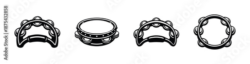 Tambourine vector icons set, percussion symbol collection, music instrument design