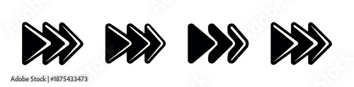 Arrow vector icons set. directional symbols, navigation, forward movement in black.