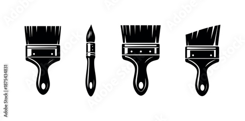 Paintbrush vector icons set with artist brush collection for creative design projects