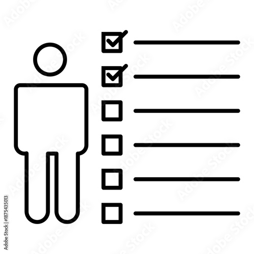 man with checklist criteria line icon with editable stroke