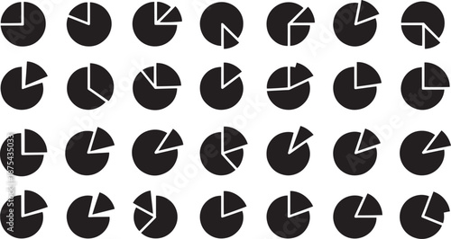 Black Pie Charts on White Background