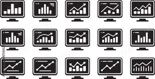 Multiple Computer Monitors Displaying Graphs and Charts