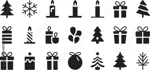 Christmas Icons on White Background