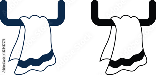 Towel on a rack bathroom accessories, simple illustration, interior design on transparent background.