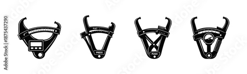 Caliper measurement tools vector icons set for fitness, health, and body metrics