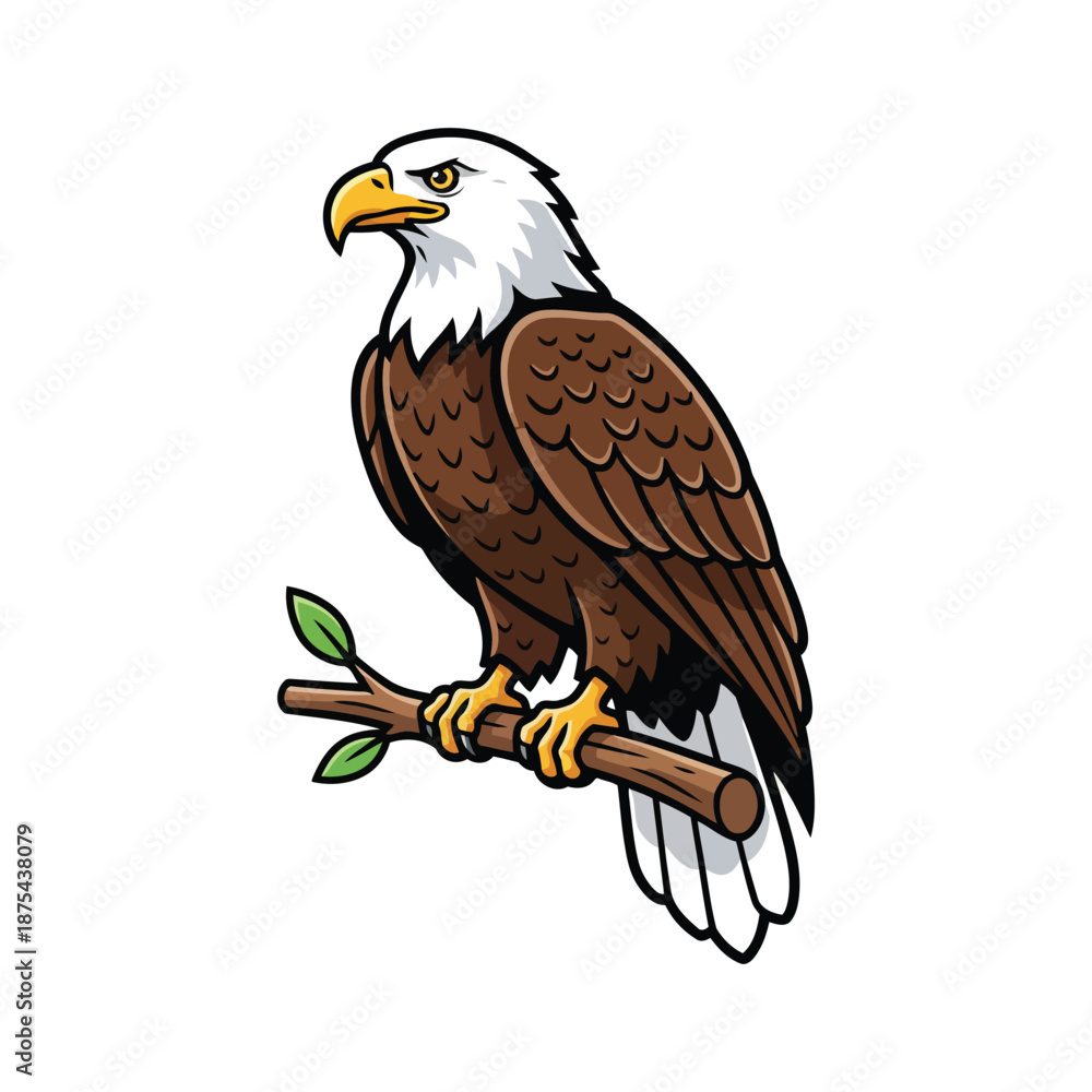 Obraz premium Eagle Vector Illustration on White, Majestic Bird of Prey