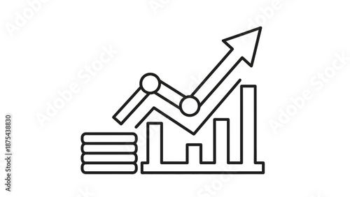 Financial growth chart with coins icon, business success, investment, and profit concept